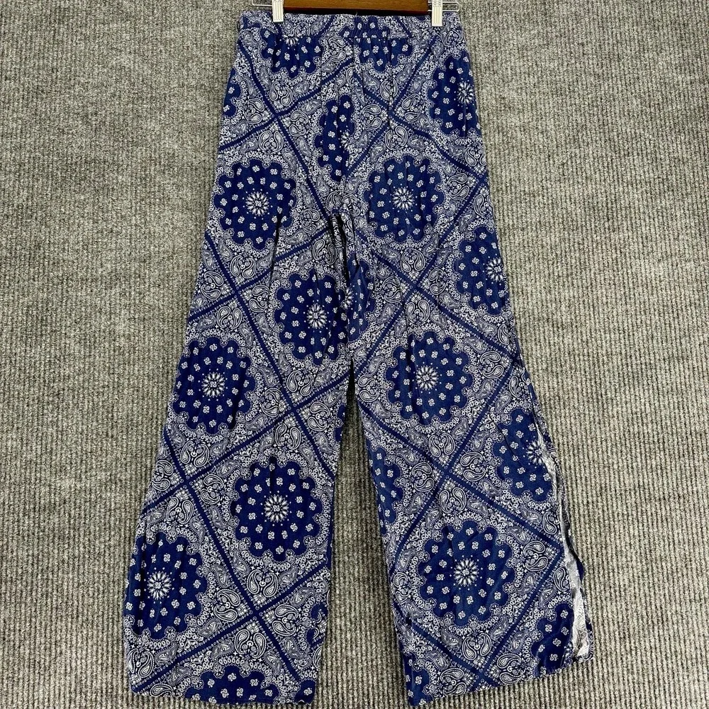 Forever 21 womens rayon bandana wide leg slit pants size medium festival summer
